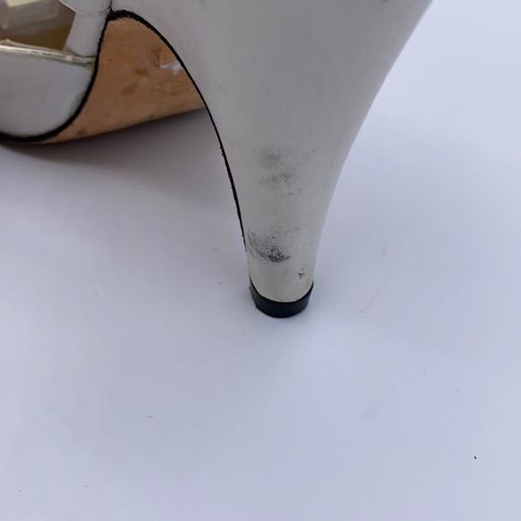 Looky White Leather Slingback Peep Toe Cutout Heeled Sandals Bootie Size 36 US 6 - Picture 14 of 16